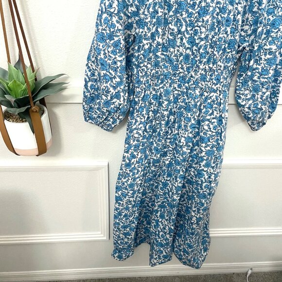 J Crew V-neck Midi Dress in Blue Blooms Block Print Size S BR442 - Picture 9 of 9